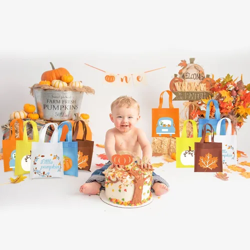 Miniatura 7 de FHzytg 20 bolsas de regalo de calabaza azul para fiesta, bolsas de dulces para fiesta de otoño, bolsas de regalo de calabaza de Halloween, bolsas