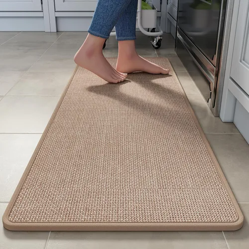 Miniatura 43 de YDKGL Tapetes de cocina para piso, alfombras de cocina súper absorbentes, antideslizantes, lavables, de lino sintético suave trenzado, alfombra