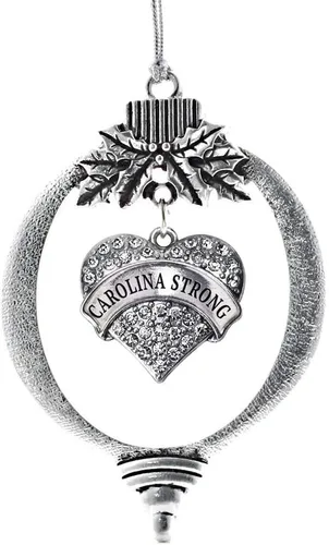 Miniatura 50 de Inspired Silver - Red Merry - Adorno de Navidad plateado - Adorno de árbol de Navidad con dije de corazón con circonita cúbica - Decoración colgante