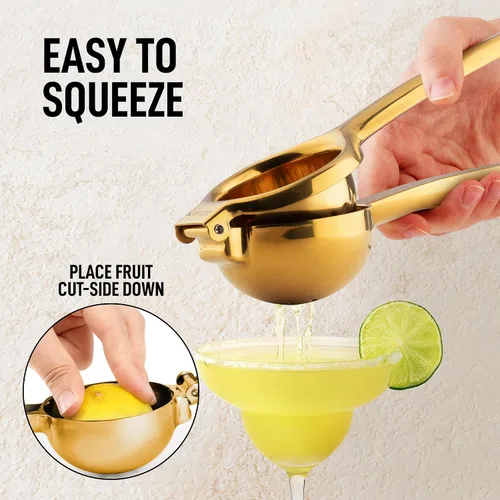 Miniatura 7 de Zulay Kitchen Exprimidor de Limón de Acero Inoxidable - Calidad Premium, Cuenco Exprimidor de Metal Sólido Resistente - Prensa Exprimidora Manual