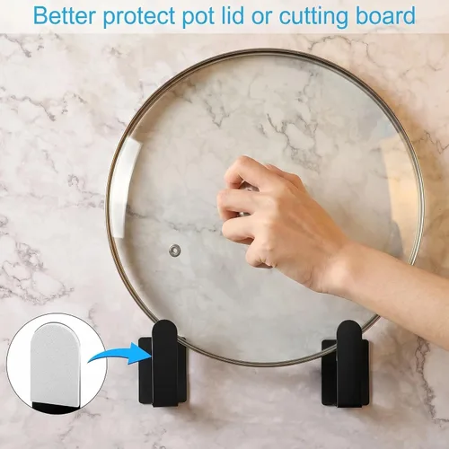 Miniatura 7 de Soporte para tapa de olla de acero inoxidable montado en la pared 3M, autoadhesivo, también para soporte de báscula de baño y tabla de cortar