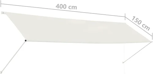Miniatura 8 de Toldo retráctil manual, toldo para patio al aire libre, toldo para terraza con manivela manual, 157.5 x 59.1 pulgadas, color crema -1282