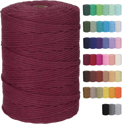 Miniatura 16 de Cuerda de macramé de algodón de 3 mm x 109 yardas, suministros de macramé de color natural, cuerda de algodón suave para colgar plantas, colgante