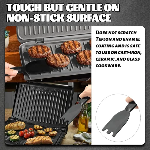 Miniatura 4 de TonGass Rascador de parrilla para parrillas de interior George Foreman y la mayoría de las otras parrillas interiores con ranuras, espátula