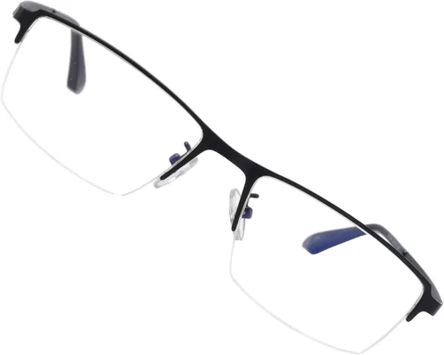 Miniatura 8 de Gafas de bloqueo de luz azul para computadora, para hombres, gafas de juegos de computadora, medio marco de metal, lente transparente, protección