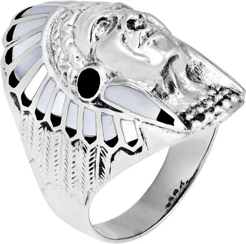 Miniatura 3 de Anillo de plata de ley 925 de AeraVida Nativo Americano y Onyx Negro de Imitación