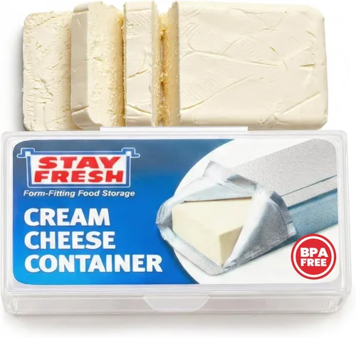 Stay Fresh Recipiente de queso crema para nevera, plástico transparente para queso crema, apto para lavavajillas, sin bisfenol A, plato de queso