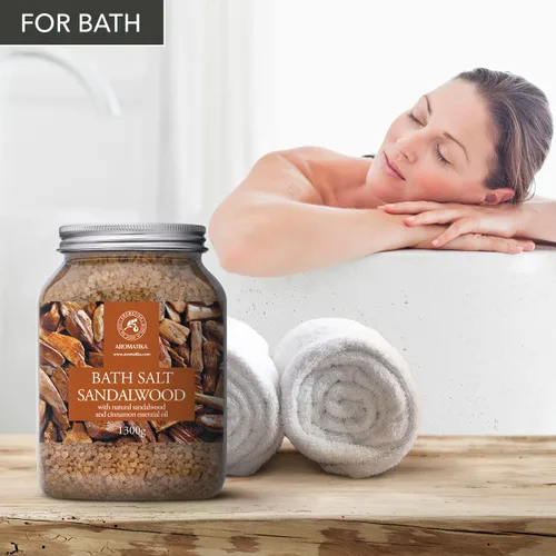 Miniatura 3 de Sal marina de baño sándalo 46 onzas (45.86 oz) – Sales de baño con sándalo y canela aceite esencial para baño – Baño relajante – Relajación muscular