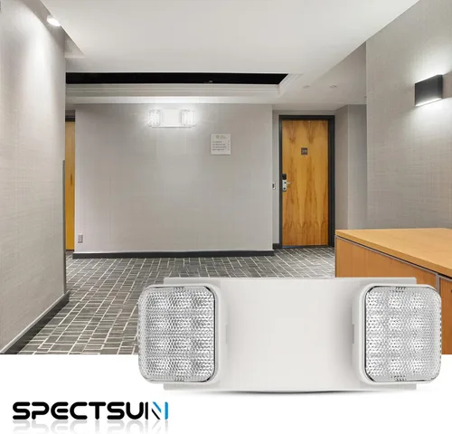 Miniatura 8 de Paquete de 1 luz de emergencia comercial con batería de respaldo, luces de emergencia para negocios, con cable duro, certificado UL 924, CA