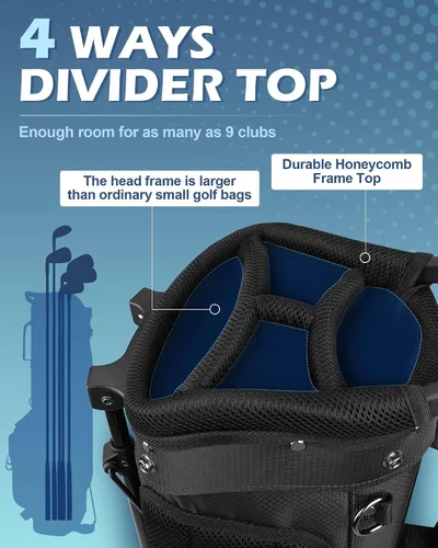 Miniatura 2 de Bolsa de golf con soporte – Versión mejorada 2025 con bolsillo enfriador, parche para guantes y porta tee, bolsa de golf ligera para domingo