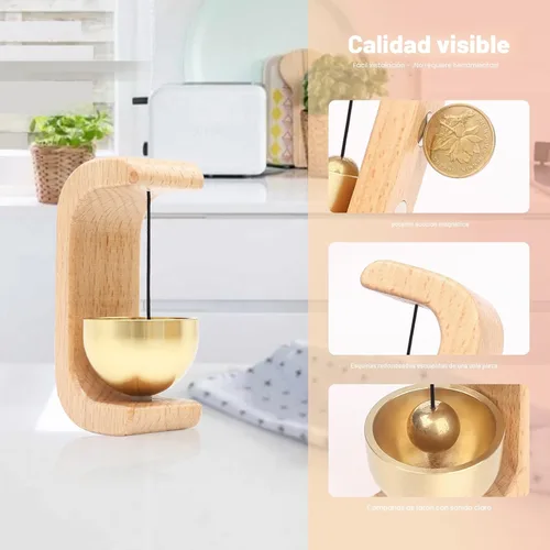 Miniatura 4 de Timbre de puerta magnético de 2 unidades - Campanas de viento de madera para apertura de puerta, alerta de entrada adhesiva inalámbrica con timbre