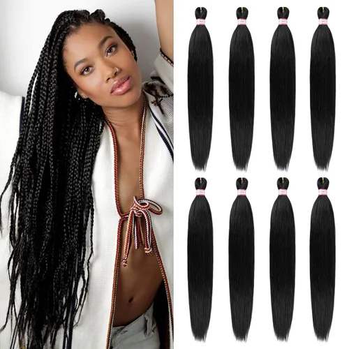 Miniatura 28 de Extensiones de cabello para trenzar preestiradas, color negro, 12 pulgadas, 8 paquetes de cabello natural para trenzar, fácil trenza, ajuste de agua