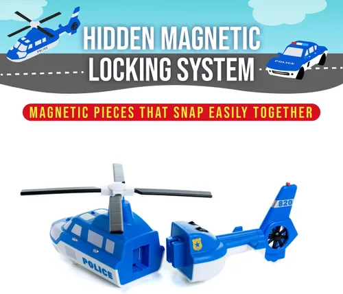 Miniatura 4 de POPULAR PLAYTHINGS Mezcla o combina vehículos, juego de juguete magnético, policía