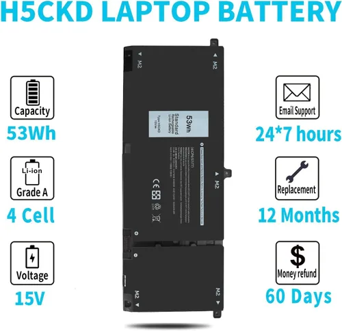Miniatura 6 de Batería H5CKD de 53 V para Dell Inspiron 7506 7405 7306 7300 7500 5406 5400 2 en 1 plata 5502 5501 5402 5401 5505 5300 5301 5500 8 550 9 Latitude