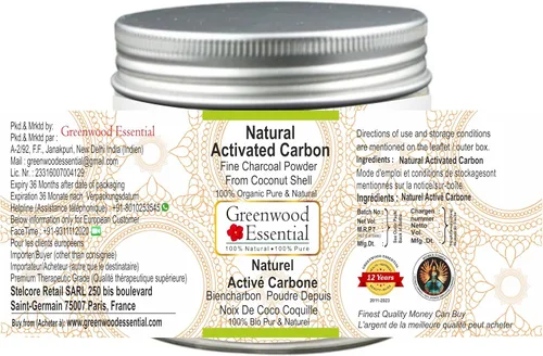 Miniatura 2 de Greenwood Essential Carbón activado natural en polvo de carbón fino de cáscara de coco 100% orgánico, puro y natural, 100 gm (3.5 oz)