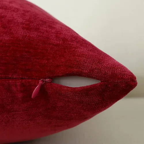 Miniatura 4 de Jeneoo - Fundas de almohada decorativas rojas brillantes de chenilla suave, fundas de cojín cómodas y sólidas para sofá de sala de estar