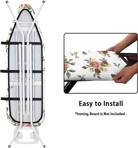 Miniatura 5 de Funda para tabla de planchar con estampado de rosas vintage con gancho y bucle, sujetadores ajustables, fundas protectoras para tabla de planchar