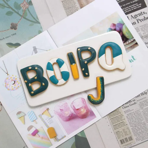 Miniatura 4 de Juego de 26 piezas de cortador de galletas del alfabeto grande (A - Z), herramientas de decoración de acero inoxidable, cortador de fondant de letras