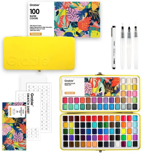 Miniatura 10 de Grabie Juego de Pintura de Acuarela Todo en Uno Premium de 50 Colores - Pincel de Pintura de Detalle Incluido, Pinturas de Acuarela, Juegos de 50