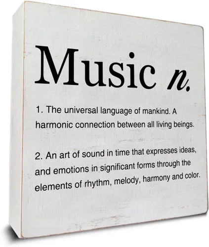 Señal de madera con definición de música para regalo de músico, arte minimalista de música rústica, señal decorativa de madera para escritorio,