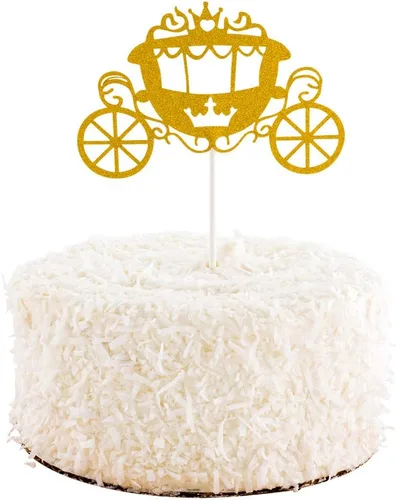 Miniatura 9 de Restaurantware Top Cake Toppers 8 x 3.8 pulgadas, 100 adornos de tiara para tartas, detalles de purpurina, cumpleaños, papel dorado, decoración