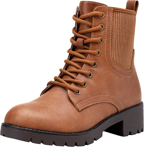 Miniatura 13 de Vepose Women's 916 Ankle Boots, Combat Lace up Short Booties with Inside Zipper