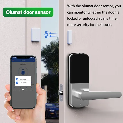 Miniatura 3 de Olumat Cerradura inteligente con sensor de puerta, huellas dactilares, código, entrada sin llave, fácil instalación, garantía de satisfacción de 30