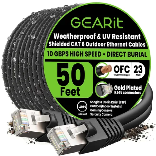 Miniatura 21 de GEARit Cable Ethernet Cat6 para exteriores (75 pies), 23AWG cobre puro, FTP, LLDPE, impermeable, enterramiento directo, subterráneo, resistente a