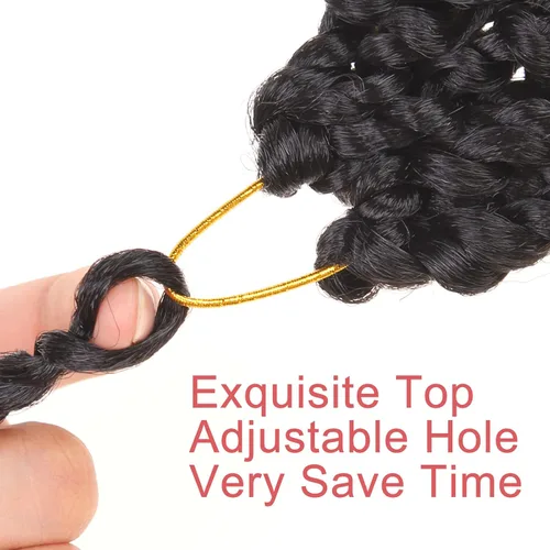 Miniatura 4 de Leeven 8 paquetes de extensiones de cabello de ganchillo Passion Twist de 14 pulgadas, color negro natural Bomb, pretrenzado, onda de agua, rizos