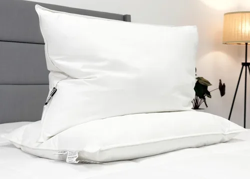 Miniatura 5 de Juego de almohadas de cama de tamaño estándar con plumas y plumón de hotel (paquete de 2)