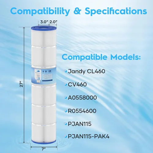 Miniatura 2 de CARTUCHOS DE FILTRO DE PISCINA Jandy CL460 DE REPUESTO PARA CV460, PJAN115, C-7468, FC-6410, FC-0810, 115 pies cuadrados, 4 paquetes