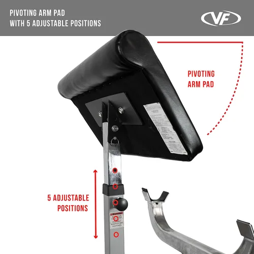 Miniatura 9 de Valor Fitness Banco de rizos Preacher – Máquinas de rizar ajustables para sentarse o pararse para la parte superior del cuerpo, gimnasio en casa
