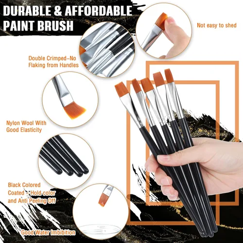 Miniatura 3 de 30 pinceles de pintura a granel, pequeños pinceles de pintura plana a granel, pincel de pintura acrílica, pincel de pintura al óleo para el aula