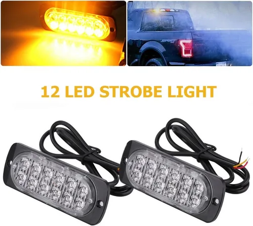 Miniatura 6 de MASO Luces estroboscópicas de emergencia para camiones, coche de recuperación ámbar 12 LED, barra de iluminación naranja, parrilla intermitente