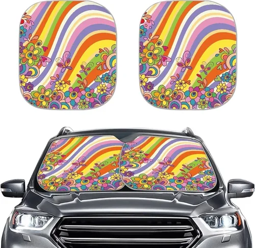 Miniatura 12 de Parasoles para parabrisas de automóvil con estampado de patas de perro, bloquea rayos UV, mantiene tu vehículo fresco, cubierta plegable para auto