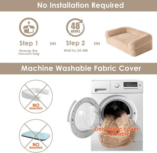 Miniatura 9 de EHEYCIGA Cama plegable XL para perros, 46 x 34 x 6.5 pulgadas, sofá cama mullida de piel sintética para perros grandes, cama ortopédica calmante