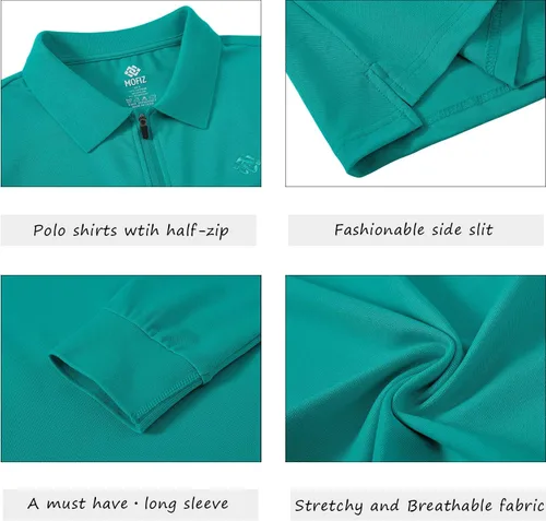 Miniatura 64 de JINSHI Polo de golf para mujer, de manga larga, con cremallera, deportiva, de secado rápido, atlética, casual, ajustada