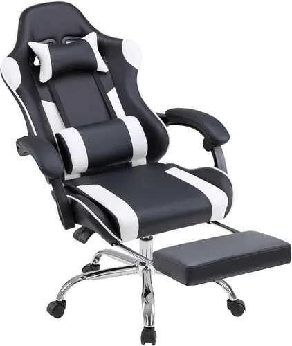 Miniatura 14 de NEWBULIG Silla de escritorio para juegos de computadora, soporte lumbar ergonómico grande con reposabrazos abatibles y ruedas giratorias de 360°