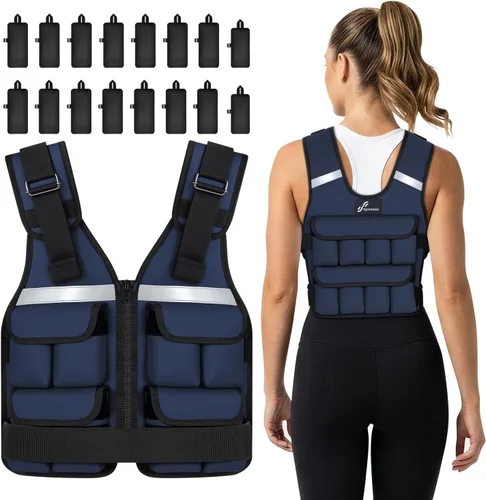 Miniatura 18 de Sportneer Chaleco con Peso Ajustable Pesos: 2-18 lbs/2-40 lbs Chaleco de Peso Lavable para Caminar 16 en 1 Chaleco de Ajuste Rápido para Rucking