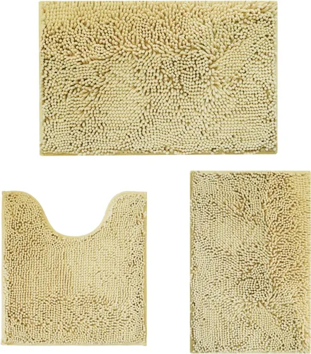 Miniatura 23 de Juego de alfombras de baño de 2 piezas, súper absorbente suave, gruesa, lavable en lavadora, alfombra de baño de chenilla antideslizante, alfombra