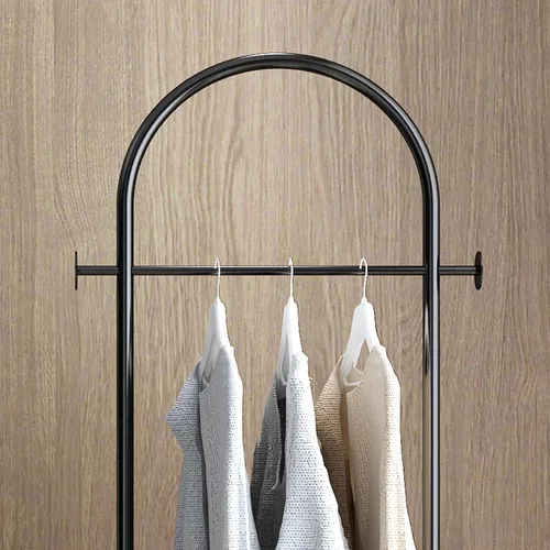 Miniatura 8 de Perchero independiente con base de mármol, moderno perchero de arco negro para espacios pequeños, perchero de metal resistente, percheros