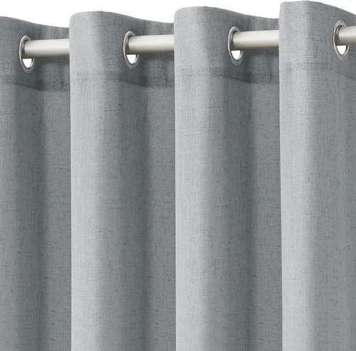 Miniatura 14 de Cortinas de lino beige de abedul de 84 pulgadas de largo para sala de estar, cortina semitransparente filtrante de luz de lujo, decoración moderna