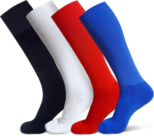 Calcetines de fútbol para niños (4 a 16 años), calcetines deportivos hasta la rodilla para niños y niñas