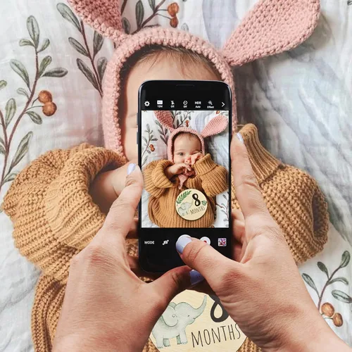 Miniatura 4 de Tarjetas de hitos mensuales de madera para bebés con letrero de anuncio, regalos de embarazo y baby shower para niños y niñas, accesorios