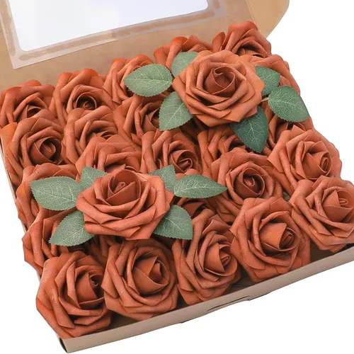 Miniatura 61 de Floroom Flores artificiales de espuma, aspecto real, con tallos, para manualidades, ramos de boda, centros de mesa, despedida de soltera, fiesta, 25