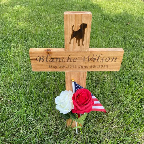 Estacas de Cruz Memorial Personalizadas de Madera para Mascotas, Perro, Gato, Borde de Carretera, Exterior, Cementerio, Tumba, Funeral, Cruz Grande