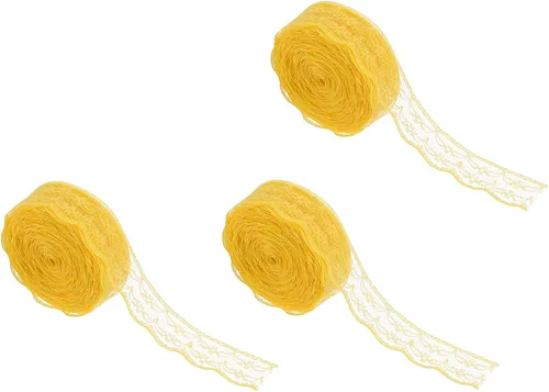 Miniatura 50 de MECCANIXITY 8 Yard Lace Trim Ribbon, 0.9 Inch Wide Vintage Floral Pattern Crochet Lace Edge Ribbon Trimming for DIY Sewing Crafts Gift Wrap Wedding