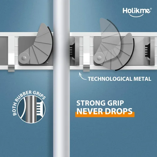 Miniatura 3 de Holikme Soporte para Escobas y Fregonas de Pared, Organizador de Metal para Despensa y Almacenamiento, Organizador de Herramientas de Cocina y Plata