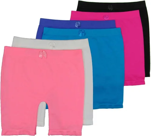 Gilbins Pantalones cortos de nailon para niñas por encima de la rodilla, sin costuras, colores sólidos, para deportes o debajo de las faldas,