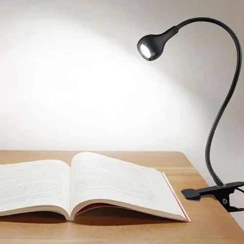 Lámpara de escritorio LED, cuello de cisne flexible de 360° y luz de lectura de abrazadera, luz de tarea portátil alimentada por USB con abrazadera,